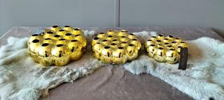 3x Aruba gouden vazen, Villa Pottery, goud